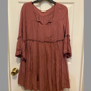 Bohemian pink mini dress